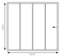 Excellent glazen schuifwanden | Hoogte tot 230cm x Breedte 380cm