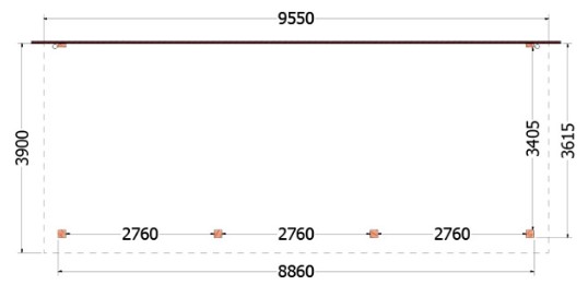 Aanbouwveranda Lucca | 955 x 390 cm