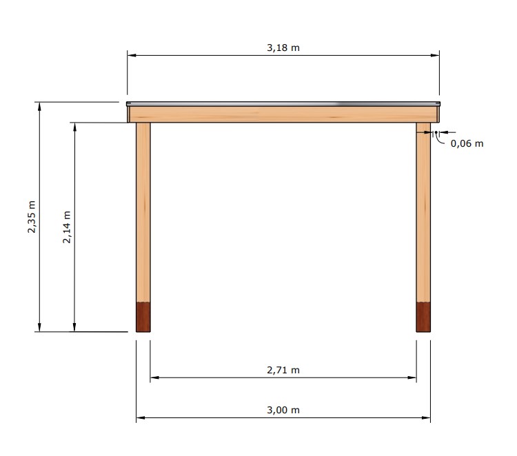 BasicLine Modern veranda 600cm breed  | gedroogd en geschaafd