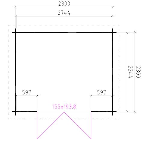 Blokhut 28mm | 280x230cm | compleet geleverd