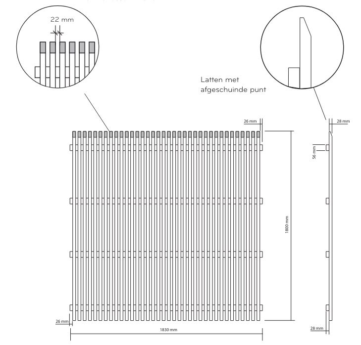 Plano Excellent tuinscherm | 178cm breed x 180cm hoog (kopie)