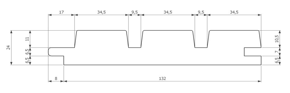 Tripple Thermo Ayous gevelbekleding | 2.4x13.2cm