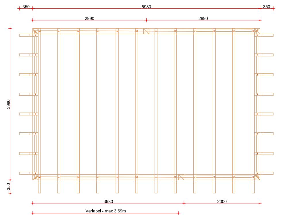 Excellent prefab frame | 400cm diep - 433cm dak