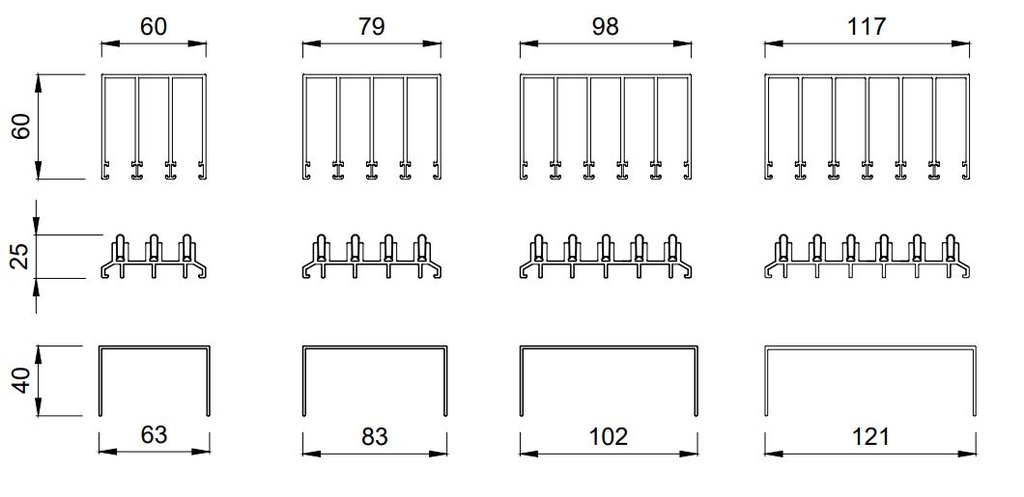 Basic glazen schuifwand | 3 rail | breedte 186 t/m 288cm