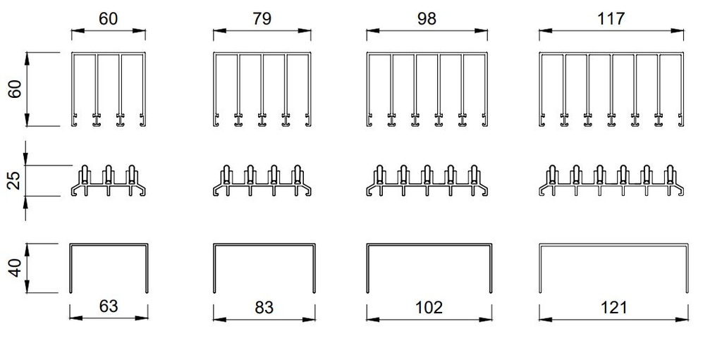 Basic glazen schuifwand | 3 rail | breedte 186 t/m 288cm