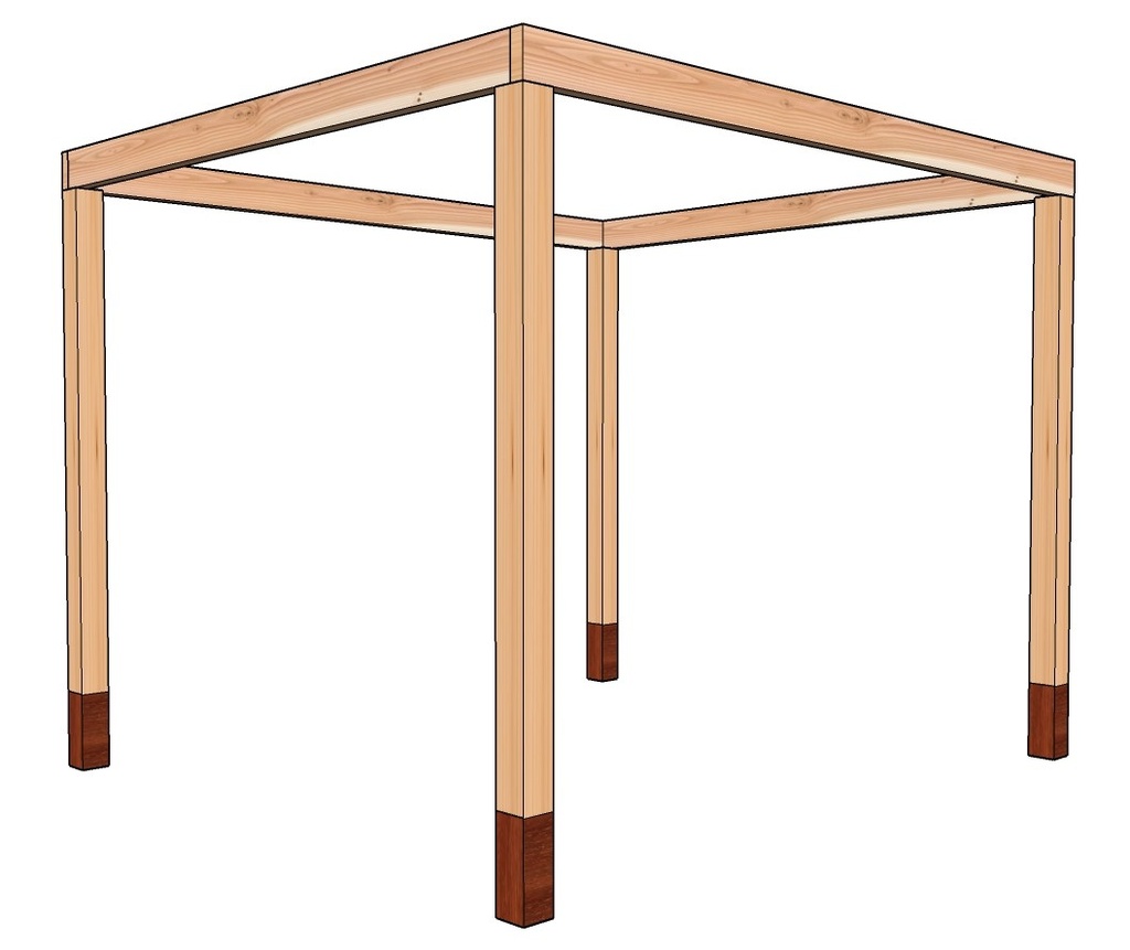 Pergola constructie Basic | uitgevoerd met 113x113mm palen in Douglas hout