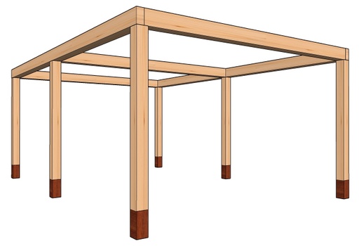 Pergola constructie Excellent | uitgevoerd met 145x145mm palen in Douglas hout