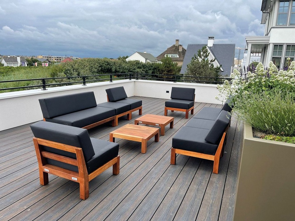 Hardhouten Lounge set | 6 delige set | opstelling 1