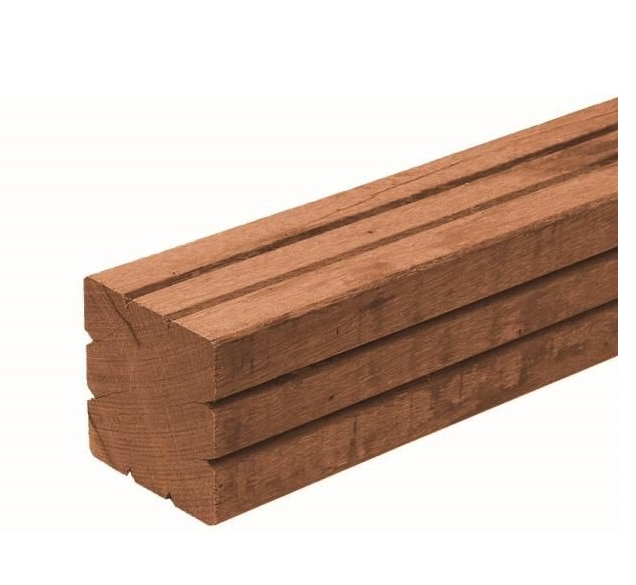 Bangkirai paal v-groeven | gedroogd en geschaafd | 2 kopmaten &amp; diverse lengte maten