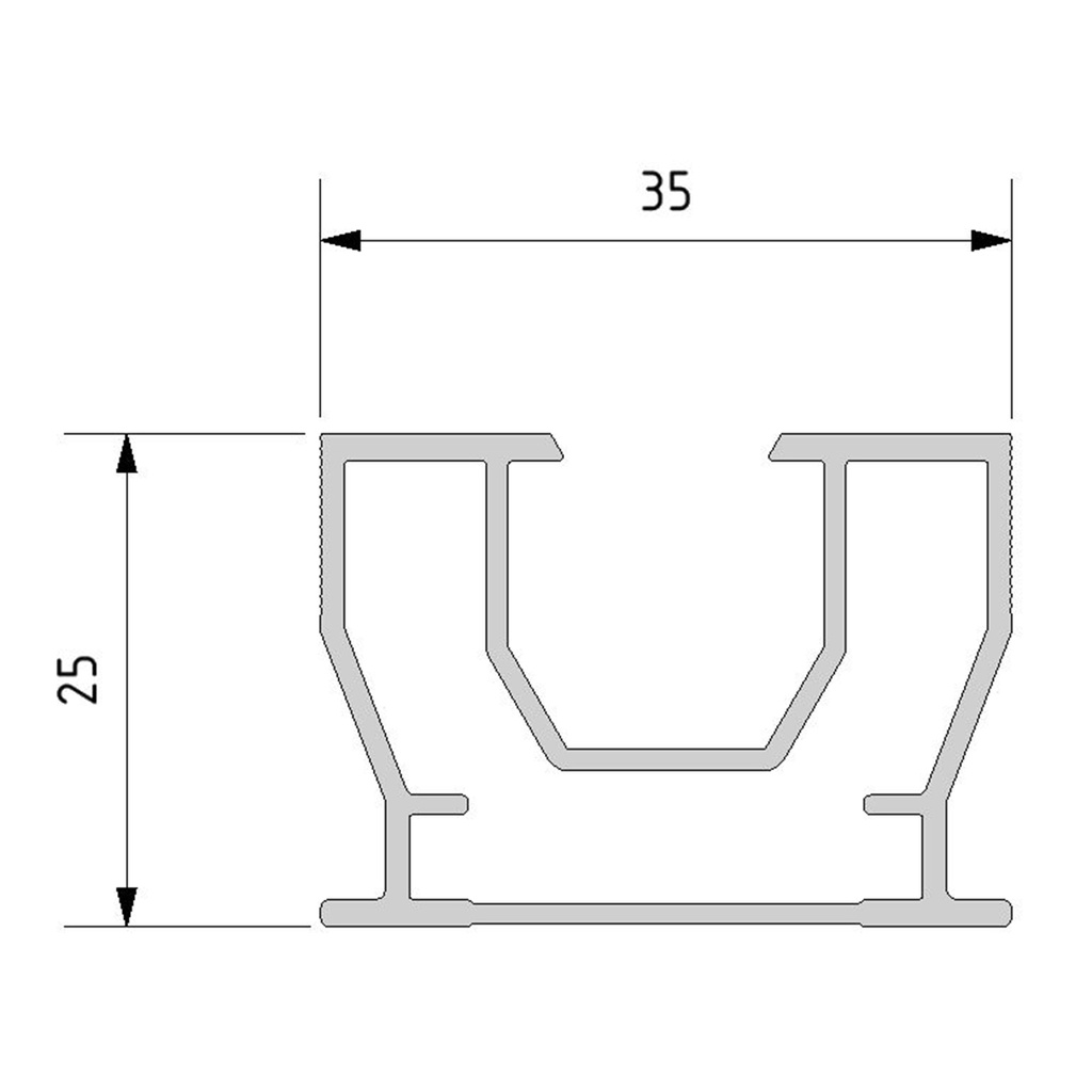 Python rail 25mm hoog &amp; 4000mm lang