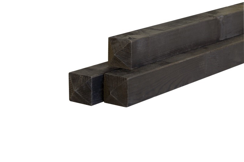 Paal naaldhout grenen celfix | rustiek zwart diamantkop | 6.8x6.8x270cm | geschaafd en geïmpregneerd