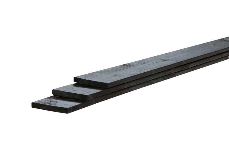 Plank vuren celfix | rustiek zwart | 1.8x14.5x180cm | geschaafd en geïmpregneerd