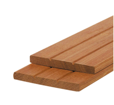 Schutting plank keruing hardhout | 1.6x14.5cm | met v-groeven