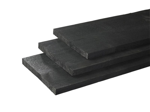 [VS.1001381500P] Plank vuren celfix | rustiek zwart | 2.8x27.5x500cm | bezaagd en geïmpregneerd