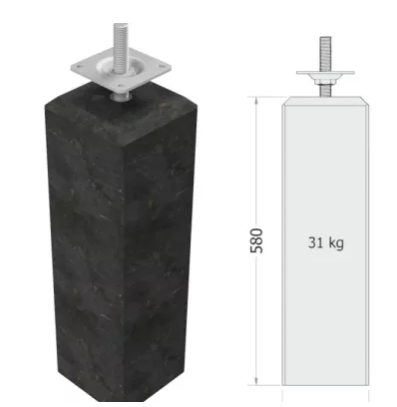 Betonpoer met facetrand | incl. stelplaat