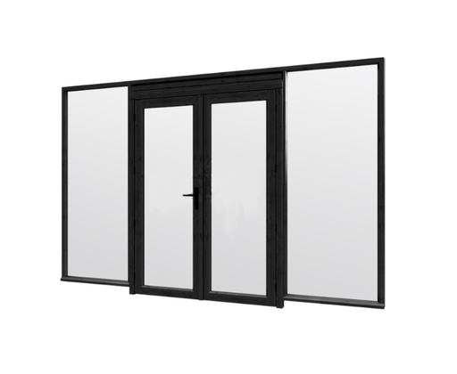 Steel Look raam 340.5cm met dubbele openslaande deuren | dubbel glas | incl. bevestigingsmaterialen