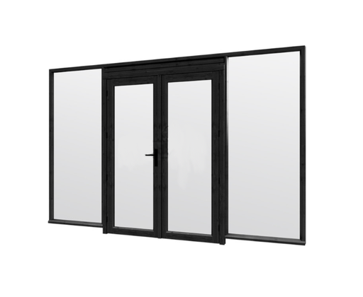 Steel Look raam met dubbele openslaande deuren | dubbel glas | incl. bevestigingsmaterialen