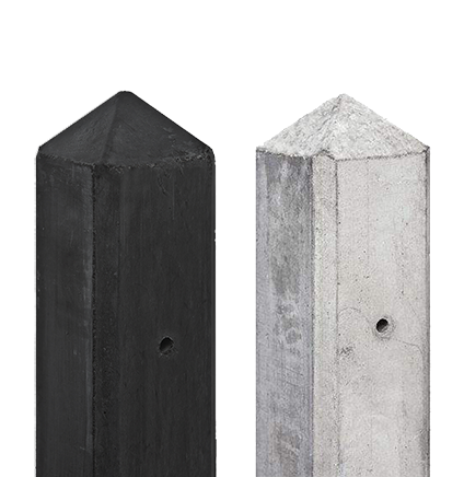 HOEK betonpaal beton t.b.v. 1 Basic/Deluxe onderplaat | 10x10x278cm | diamantkop