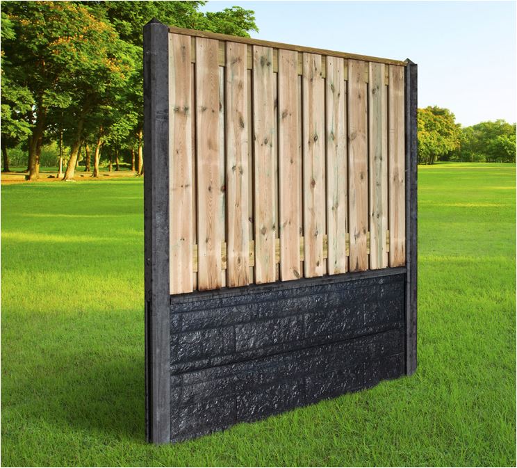 Hout &amp; Beton schutting incl. plaatsing | Dubbele Deluxe onderplaat