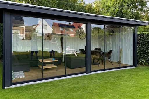 Basic glazen schuifwand | 5 rail | breedte 386 t/m 491cm