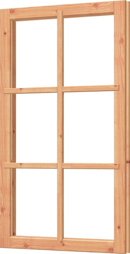 Vast raam | enkelglas 6-ruits | 72.6x126.8cm | onbehandeld douglas